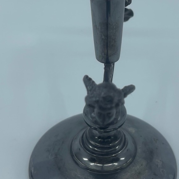 Aurora Antique Silver Triple Plate Candlestick Holder Ornate Floral Metal 5" - Picture 3 of 12